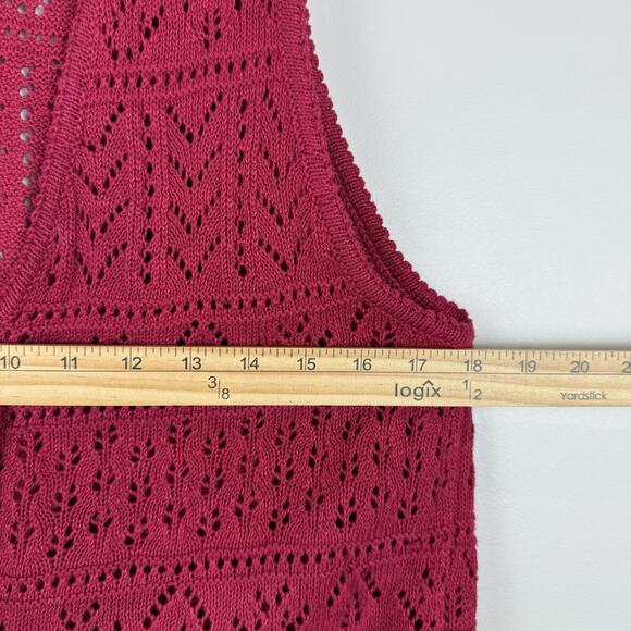 Vintage Ivy Club Womens Sweater Vest Sz M Pink Button Front Crochet Cottagecore - Picture 6 of 7